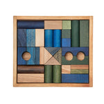 Holzbausteine in der Box – kühle Farben, 30 Teile – Produktbild 1