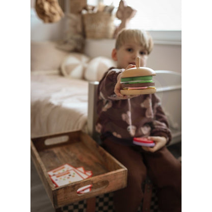 Wooden Burger Restaurant Puzzle for Children, 15 pcs