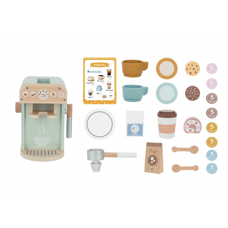 Montessori Kaffeemaschine aus Holz – Barista Spielzeug & Kinderküche Zubehör 25 Teile – Produktbild 3