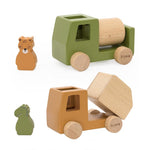 Holz-Baufahrzeuge mit Tierfiguren – Produktbild 1