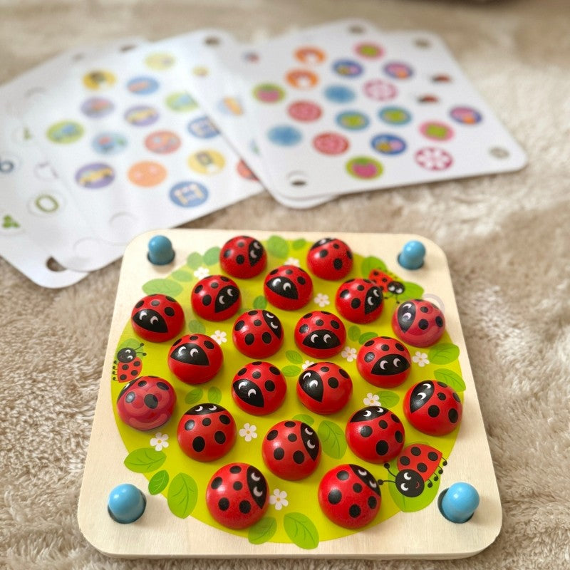 Montessori Gedächtnisspiel aus Holz – Marienkäfer Memo-Spiel für Kinder – Produktbild 3
