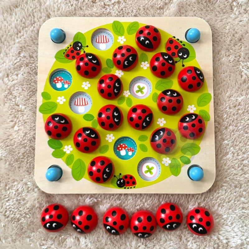 Montessori Gedächtnisspiel aus Holz – Marienkäfer Memo-Spiel für Kinder – Produktbild 2