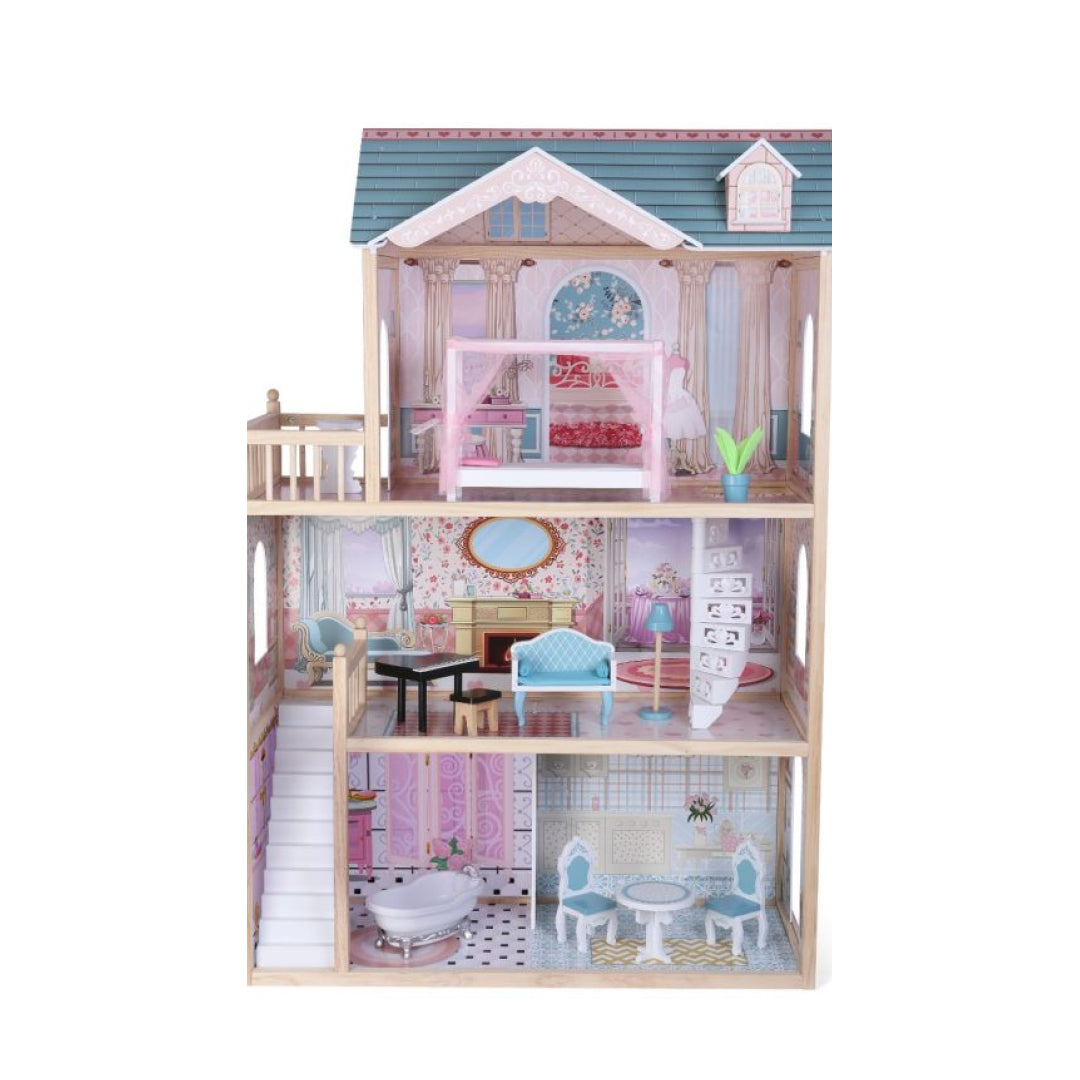 Puppenhaus Emily aus Holz mit LED-Beleuchtung – Produktbild 1