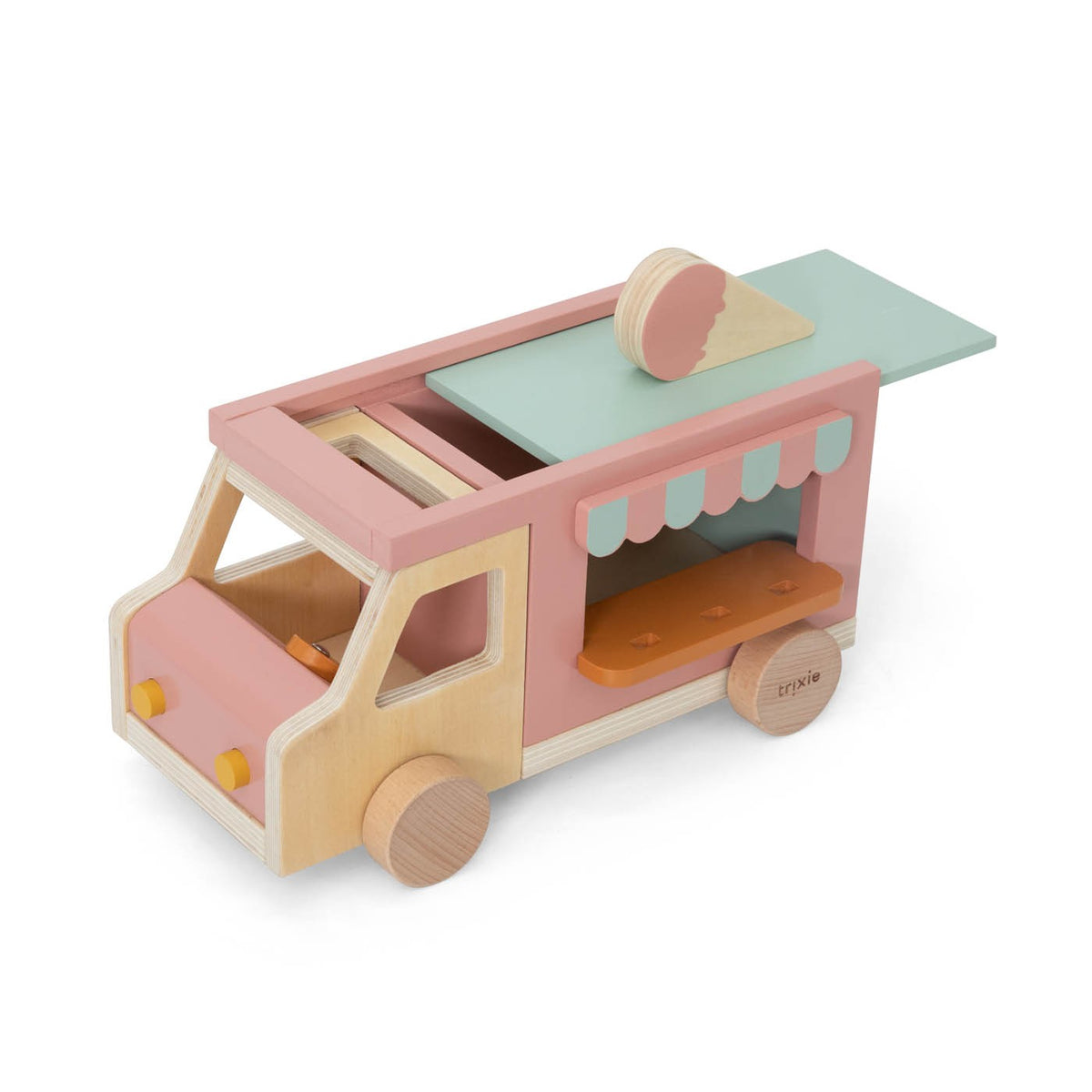 Trixie Eiswagen aus Holz – Mobiles Kaufladen-Spielzeug mit Zubehör FSC-zertifiziert – Produktbild 2