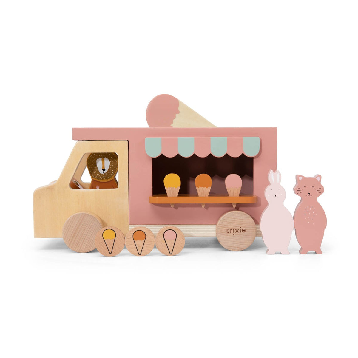Trixie Eiswagen aus Holz – Mobiles Kaufladen-Spielzeug mit Zubehör FSC-zertifiziert – Produktbild 3