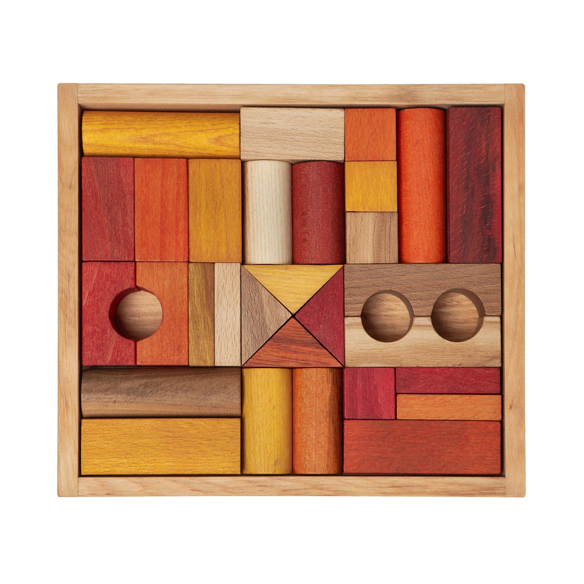 Holzbausteine in der Box – warme Farben, 30 Teile – Produktbild 1