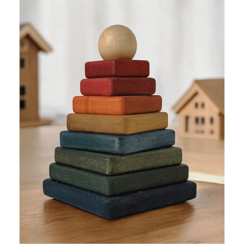 Quadratische Holzpyramide – Bunt – Produktbild 2