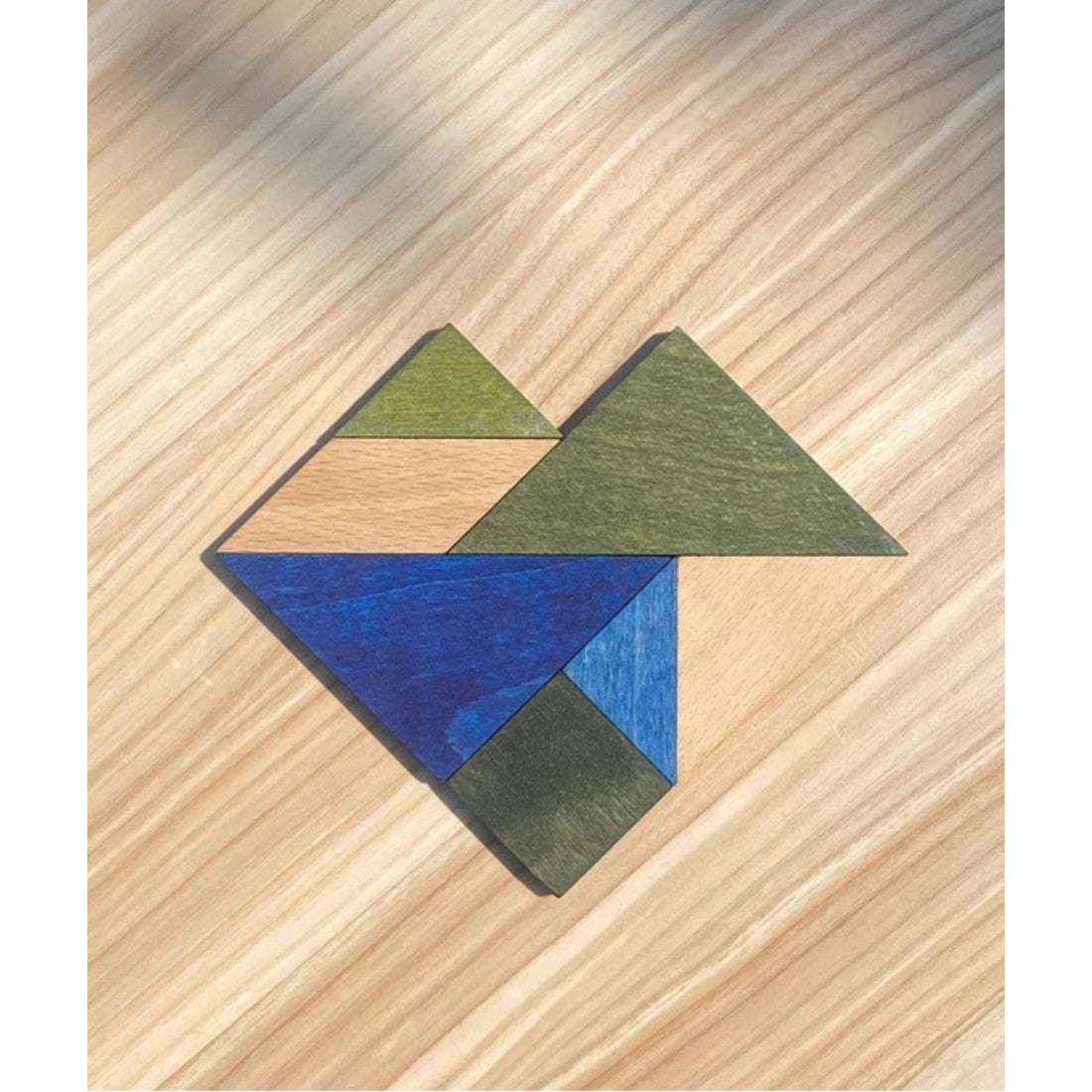 Wooden Story Tangram kalte Farben – Montessori Holzpuzzle mit Aufbewahrungsbeutel FSC-zertifiziert