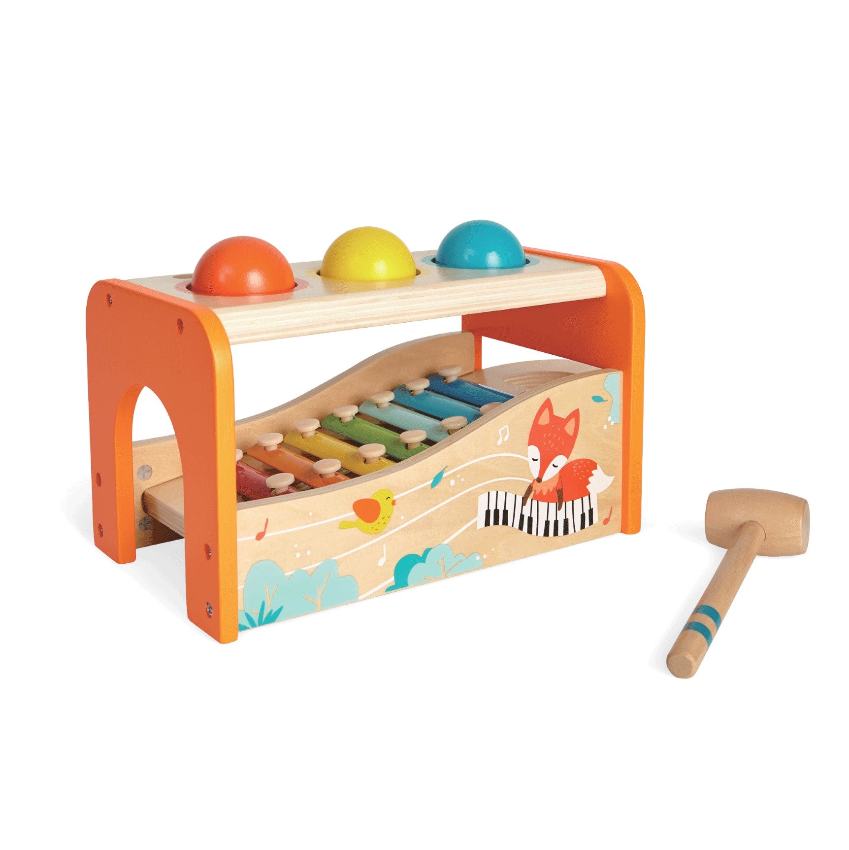 Holz-Xylophon mit Kugelspiel – Produktbild 1