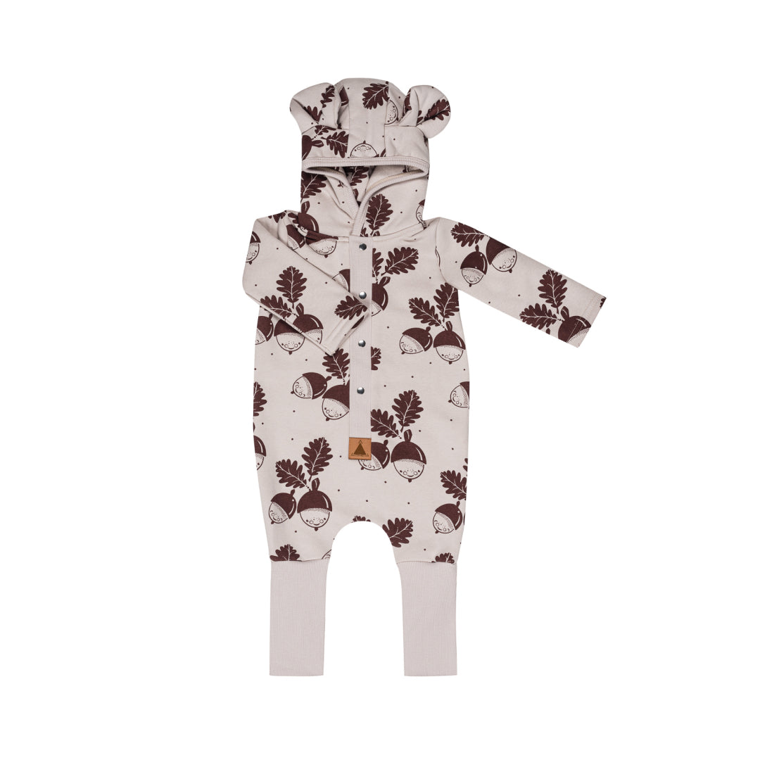 Jumpsuit mit Ohren für Babys und Kinder – Eicheln auf Sand – Produktbild 1