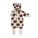 Jumpsuit mit Ohren für Babys und Kinder – Beige mit Bär – Produktbild 1