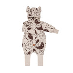 Jumpsuit mit Ohren für Babys und Kinder – Beige mit Eichhörnchen – Produktbild 1