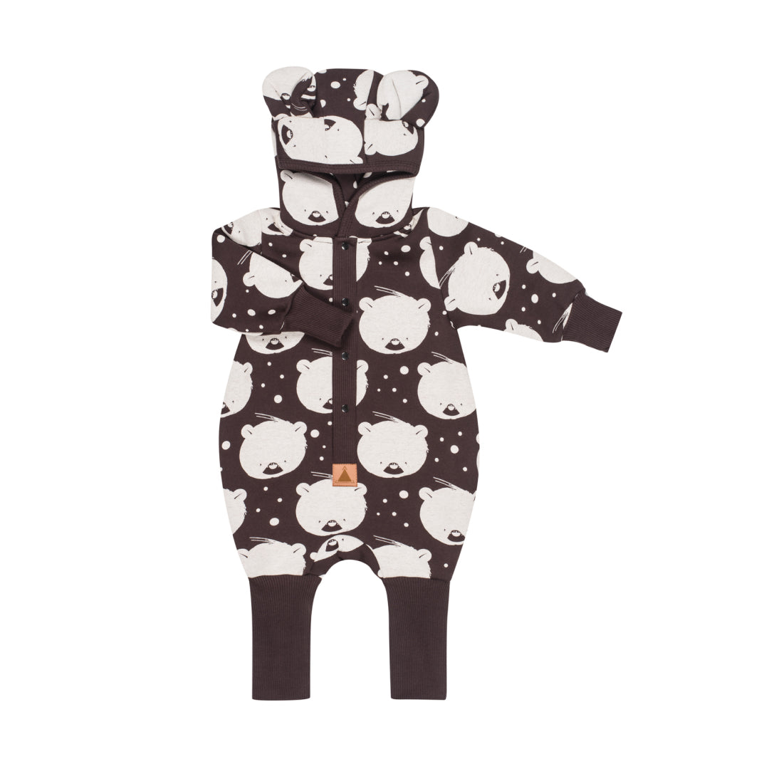 Jumpsuit mit Ohren für Babys und Kinder – Schokolade mit Eisbär – Produktbild 3
