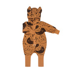 Jumpsuit mit Ohren für Babys und Kinder – Zimt mit Eichhörnchen – Produktbild 1