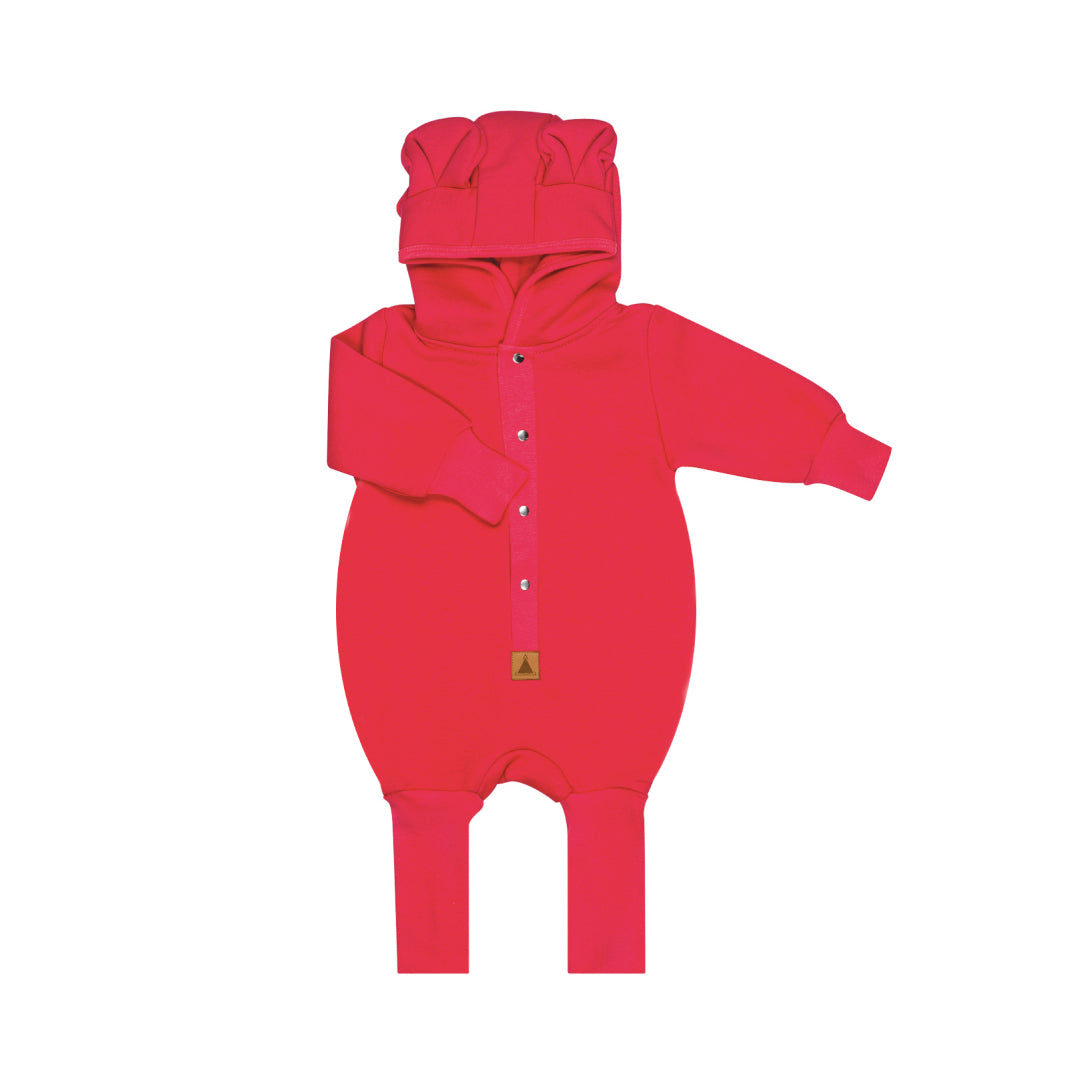 Jumpsuit mit Ohren für Babys und Kinder – Koralle – Produktbild 1