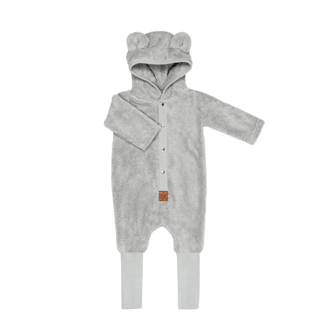 Jumpsuit mit Ohren für Babys und Kinder – Flauschiges Grau – Produktbild 2